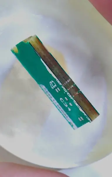PCB microsection board sample used for cross sectional analysis